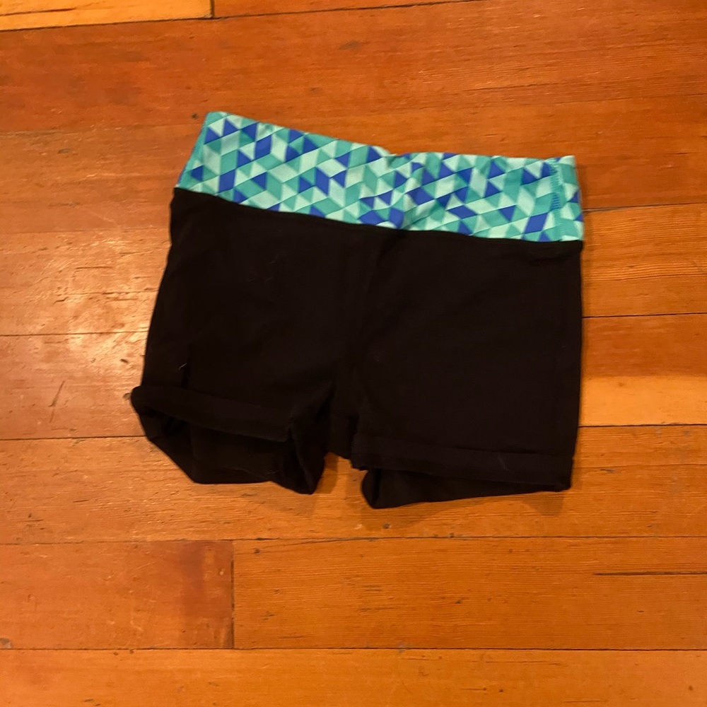 Black and blue athletic girls spandex